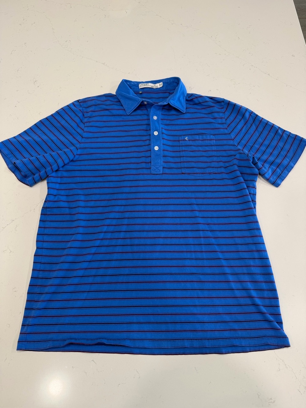 Criquet Men’s Royal Blue Striped Polo - XL